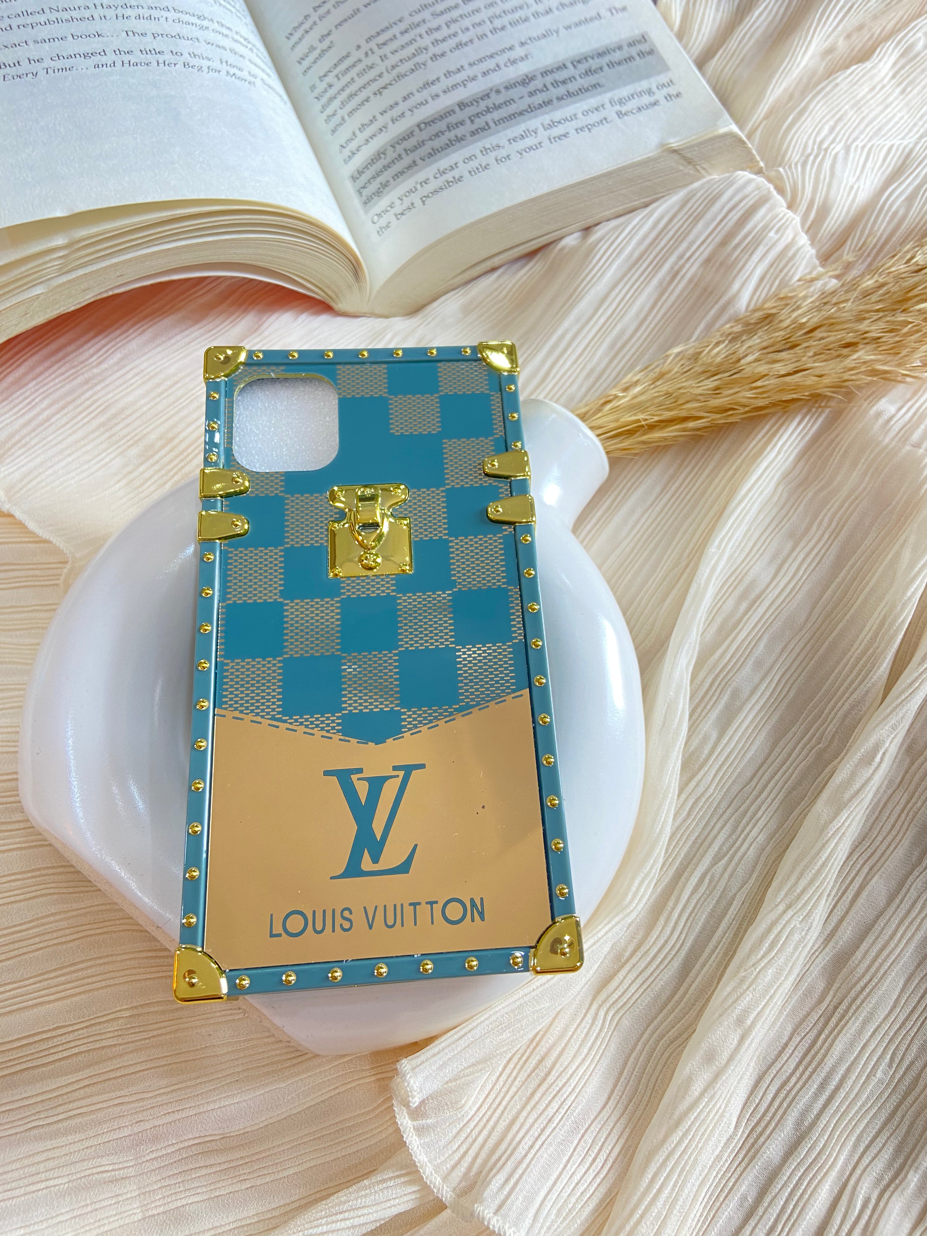 Luxury Designer Brand Shine Logo Square Leather Case